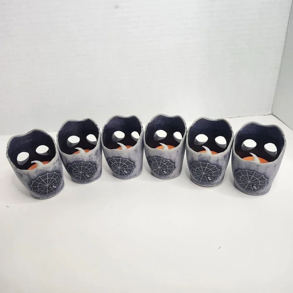 Lot Of 6 Skull Tea Lights